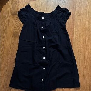 LOFT Navy Dress with White Button Details
